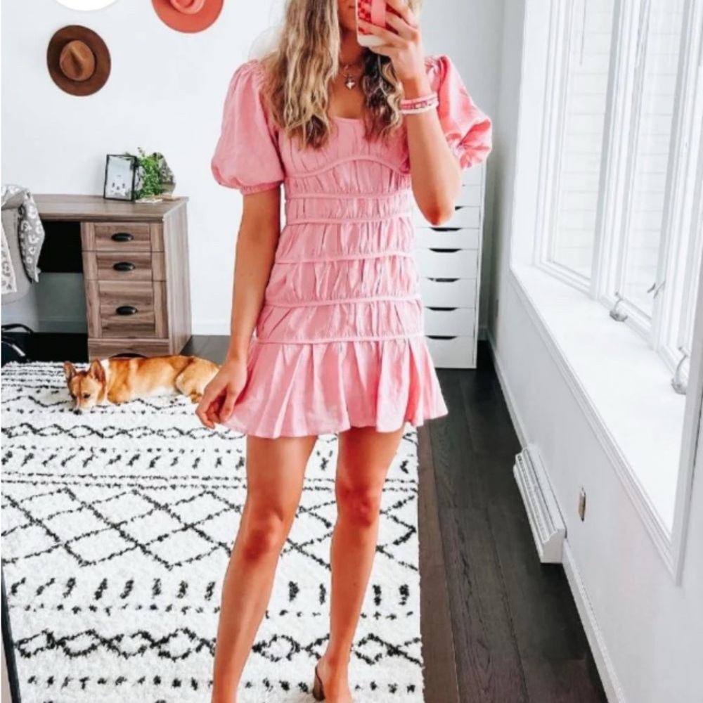 NWT LUCCA RAE PUFF SLEEVE TIERED DRESS-MAUVE XS - Picture 4 of 10
